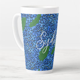 Taza De Café Latte Taza de latte con nombre personalizado de arte flo