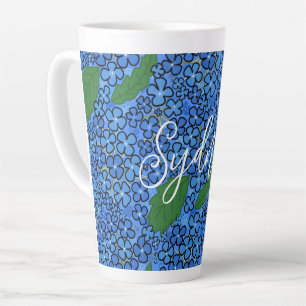Taza De Café Latte Taza de latte con nombre personalizado de arte flo