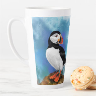 Taza De Café Latte Taza de Latte con Pájaro Frailecillo Atlántico - P
