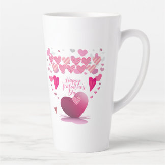 Taza De Café Latte Taza de latte con patrón de corazón feliz día de S
