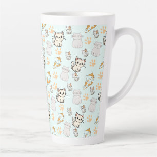 Taza De Café Latte Taza de Latte con Patrón de Gatitos Kawaii y Huell