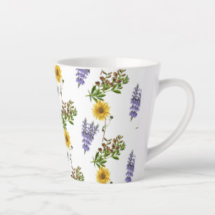 Taza De Café Latte Taza de latte con patrón floral de lavanda y giras
