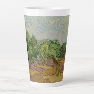 Taza De Café Latte Taza de latte con pintura de olivos de Van Gogh