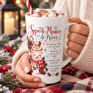 Taza De Café Latte Taza de Latte con Poema de Sopa de Muñeco de Nieve