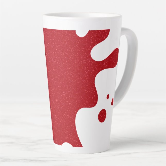 Taza De Café Latte Taza de latte con salpicaduras de rojo tomate pers (Ángulo derecho)
