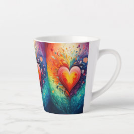 Taza De Café Latte Taza de Latte Corazón Arcoíris
