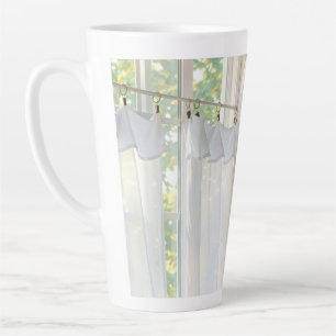 Taza De Café Latte Taza de Latte Cortina en el Viento