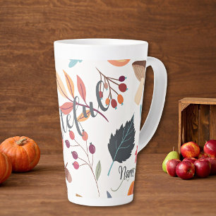 Taza De Café Latte Taza de latte de 17oz con diseño de otoño "agradec