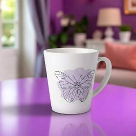 Taza De Café Latte Taza De Latte De Acuarela De Mariposa Lavanda Mini