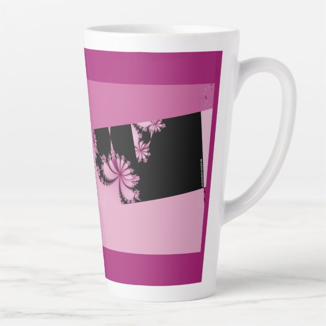 Taza De Café Latte Taza de Latte de agua de rosa del jardín fractal (Derecha)