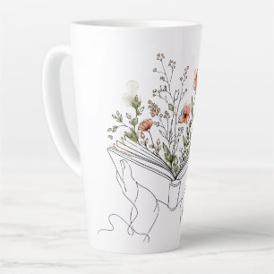 Taza De Café Latte Taza de latte de arte botánico de Blooms Book