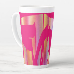 Taza De Café Latte Taza de latte de arte rosa caliente
