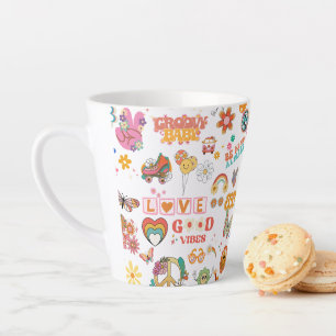 TAZA DE CAFÉ LATTE TAZA DE LATTE DE BUENAS VIBRAS GROOVY