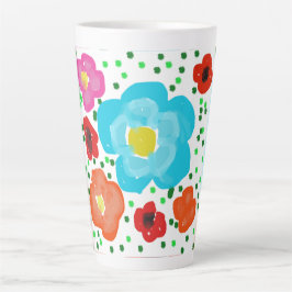 Taza De Café Latte Taza de latte de cerámica floral abstracta brillan