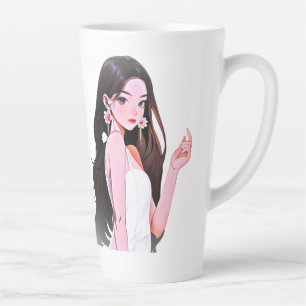Taza De Café Latte Taza de Latte de Chica Anime Taza Alta de Cerámi