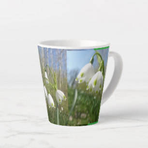 Taza De Café Latte Taza de Latte de Cielo Azul y Copos de Nieve de Ve