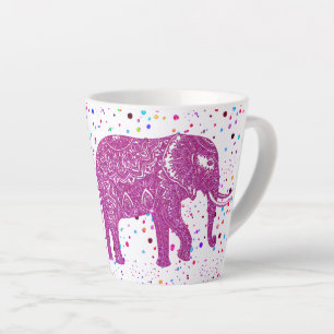 Taza De Café Latte Taza de latte de elefante con purpurina rosa