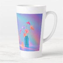 Taza de latte de floración de neón