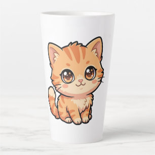 Taza De Café Latte Taza de Latte de Gatito Naranja Adorable