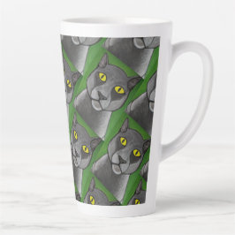 Taza De Café Latte Taza de latte de gato gris