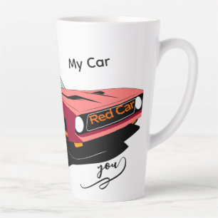 Taza De Café Latte Taza de Latte de Gran Coche Rojo – Texto Personali