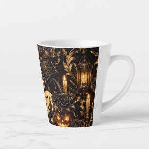 Taza De Café Latte Taza de Latte de Halloween de Oro Gótico 12 oz