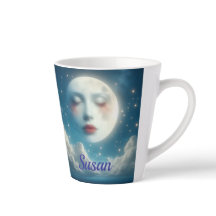 Taza de latte de luna hermosa