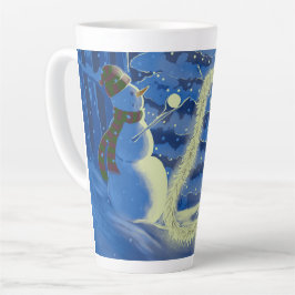 Taza De Café Latte Taza de latte de Navidad de muñeco de nieve