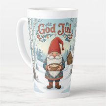 Taza de Latte de Navidad God Jul Nisse Noruego