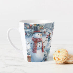 Taza De Café Latte Taza de Latte de Navidad para Niños y Showman Retr