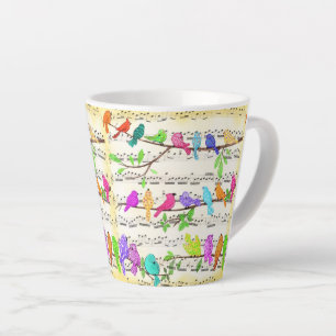 Taza De Café Latte Taza de latte de pájaros musicales