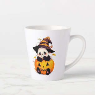 Taza De Café Latte Taza de latte de panda de Halloween lindo Panda