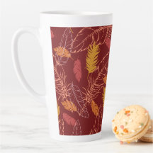 Taza de Latte de Plumas de Otoño