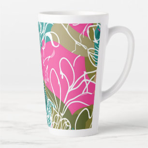 Taza De Café Latte Taza de latte de protea de acuarela tropical – 17o