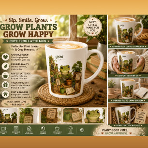 Taza De Café Latte Taza de latte de rana linda para cultivar plantas 