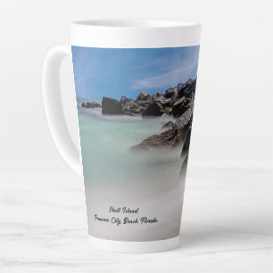 Taza De Café Latte Taza de Latte de Rocas y Olas de la Isla Shell