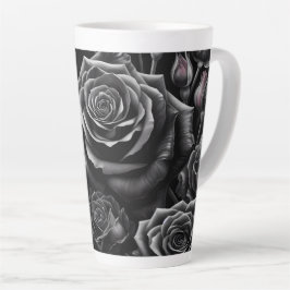 Taza De Café Latte Taza de Latte de Rosa Floral Oscura 12 & 17 oz