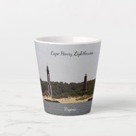 Taza De Café Latte taza de latte del faro de Cape Henry