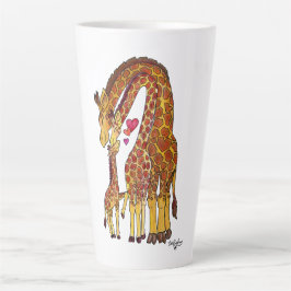 Taza De Café Latte Taza de Latte Familia de Jirafa