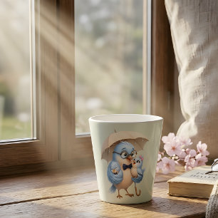 Taza De Café Latte Taza de Latte Familia de Papá Pájaro