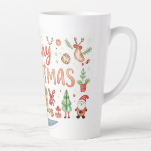 Taza De Café Latte Taza de Latte Feliz Navidad