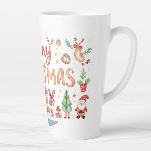 Taza De Café Latte Taza de Latte Feliz Navidad (Derecha)