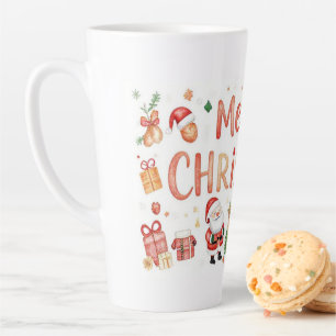 Taza De Café Latte Taza de Latte Feliz Navidad