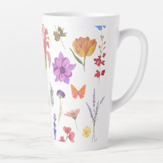 Taza De Café Latte Taza de latte floral botánico | Regalo para ella