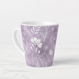 Taza De Café Latte Taza de Latte Floral Caprichosa