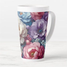 Taza De Café Latte Taza de Latte Floral Pastel 12 & 17 oz
