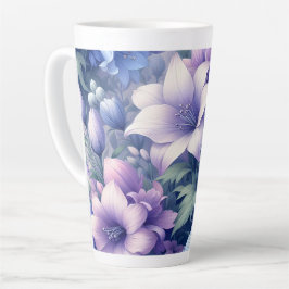 Taza De Café Latte Taza de Latte Floral Púrpura 12 & 17 oz