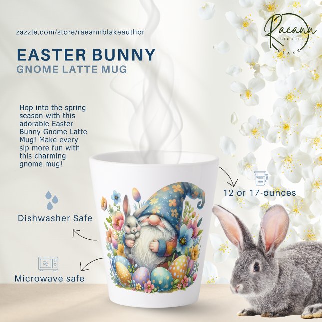 Taza De Café Latte Taza de Latte Gnomo Conejo de Pascua (Subido por el creador)