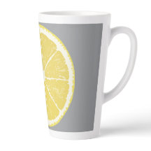 Taza De Latte Gris Con Rebanada De Limón Minimalis