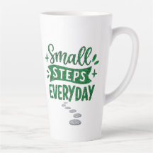 Taza De Latte Inspiradora De Pequeños Pasos Diario